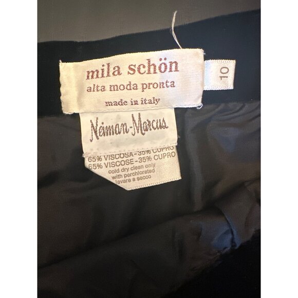 Mila Schön Alta Moda Pronta Black Velvet Maxi Skirt Vintage 80s Cocktail Size 10 - Picture 2 of 4